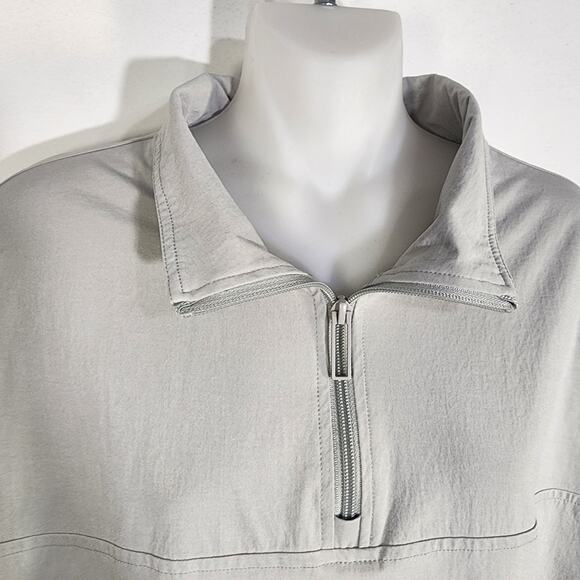 Zara Mens Pullover Jacket L XL Quarter Zip Elastic Hem Long Sleeve Gray Pocket - Picture 4 of 9